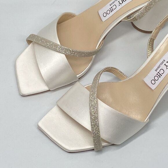 Jimmy Choo Plum Satin & Glitter Slingback Sandals size 38.5 - Picture 6 of 12